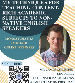 5/23(一)場次：My Techniques for Teaching Content-Rich Academic Subjects to Non-Native English Speakers