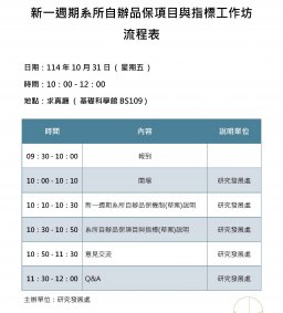 新一週期系所自辦品保項目與指標工作坊