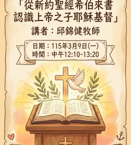 【認列終身學習護照】專題演講：「從新約聖經希伯來書認識上帝之子耶穌基督」