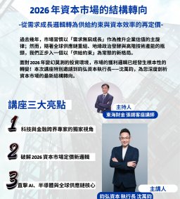 【基金經理人課程系列講座】告別無腦擴張！2026 資本市場迎來『供給約束』的再定價時代。 03/12(四)鈞弘資本執行長沈萬鈞--「2026 年資本市場的結構轉向 從需求成長邏輯，轉為供給約束與資本效率的再定價」